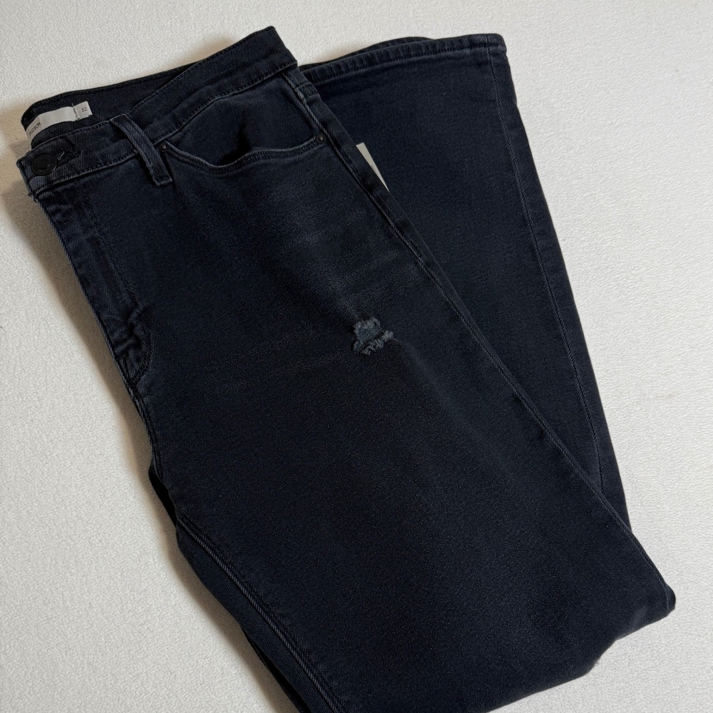 Hudson Nico Mid-Rise Straight Ankle Black Distressed Jeans Women's‎ Size 32